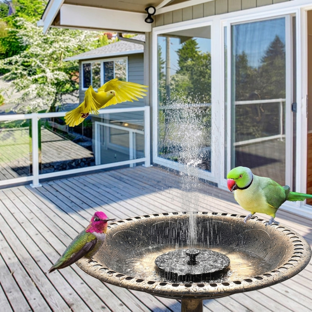 Perch & Petal 28 Inch Bird Bath with Solar Fountain