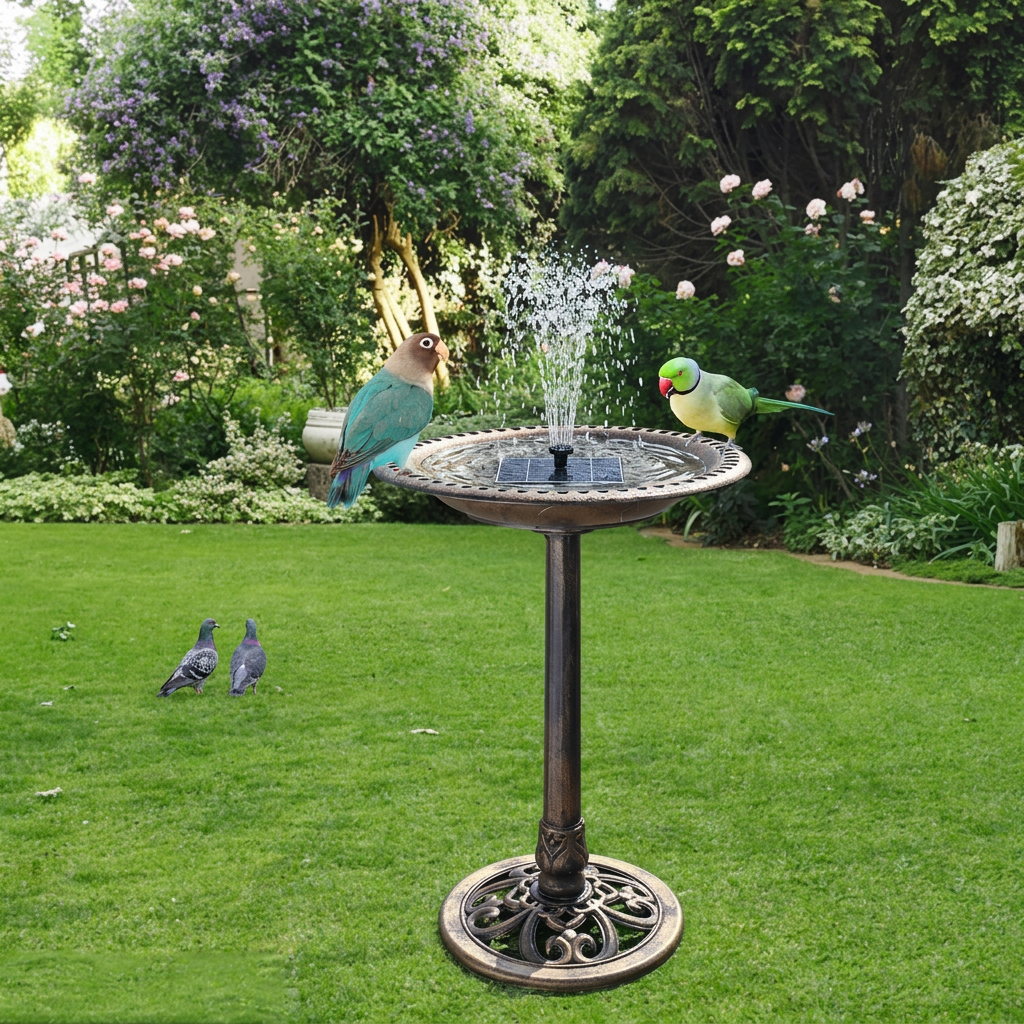 Perch & Petal 28 Inch Bird Bath with Solar Fountain