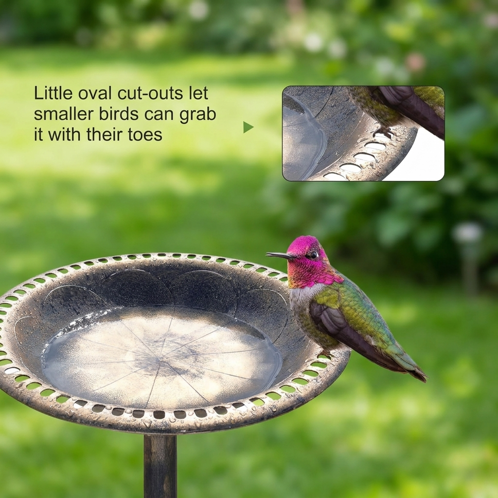 Perch & Petal 28 Inch Bird Bath with Solar Fountain